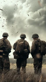 Stormbound soldiers braced beneath a sky full of shrapnel.