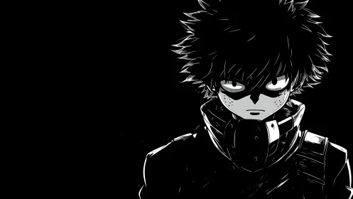 Brooding masked hero carved from midnight and neon glare.