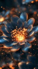 Starlit ember blossom blooms like cosmic circuitry