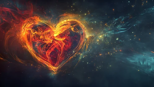 Luminous Heart Energy Burst Against Cosmic Void