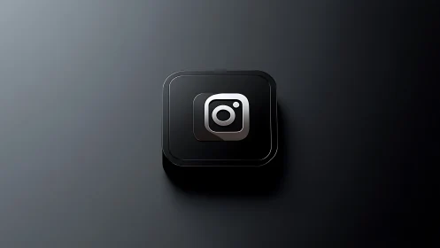 3D Camera Icon Design on Dark Background.