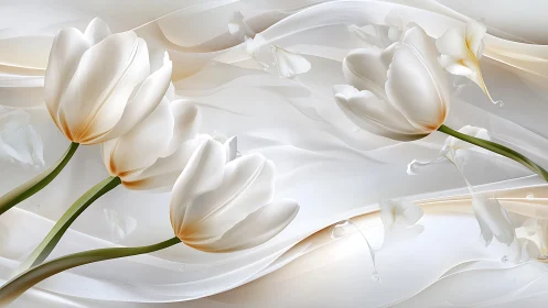 Ethereal White Tulips Dancing in Golden Light.