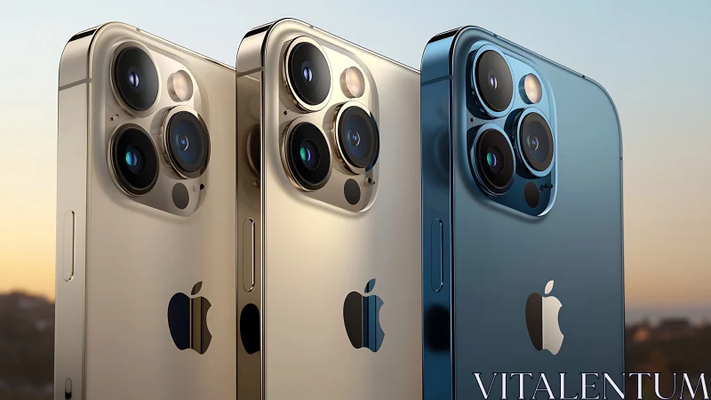 Apple's Latest iPhone Pro Lineup Shines in Warm Light.