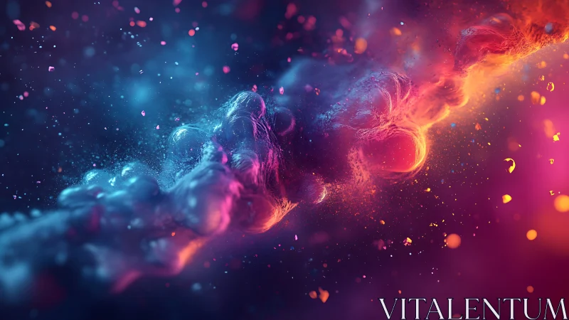 Nebulous cosmic stream glows with vibrant magenta and cyan light