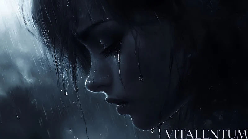 Rain-carved silence traces a lonely profile in midnight blue