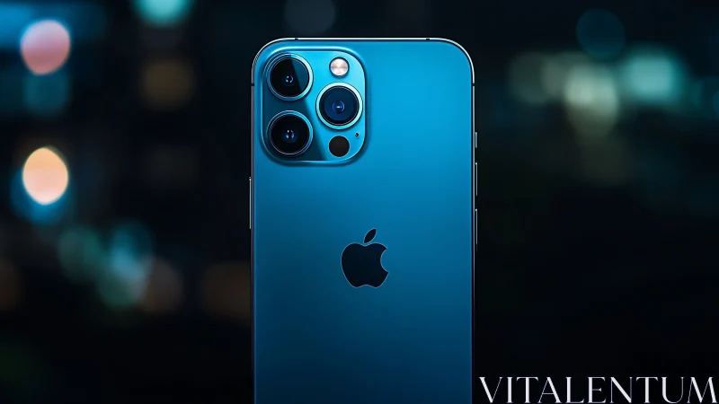 iPhone 12 Pro Max Blue with Triple Lens Camera System and Bokeh Background