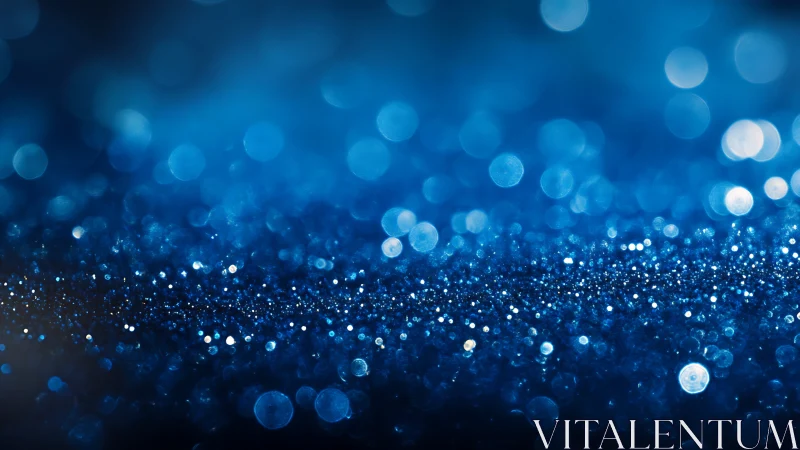 Blue glitter bokeh field under shallow macro focus glow.