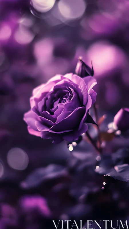 Lavender Rose Bathed in Ethereal Purple Bokeh Light.