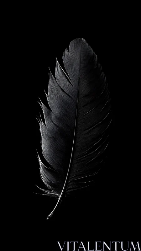 Midnight feather drifting through a pool of carved shadow.