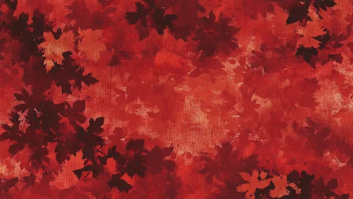 Textured crimson foliage abstract with layered maple silhouettes.