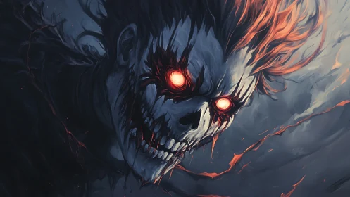 Infernal skull comet screaming across storm-slashed night.