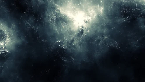 Gentle cosmic storm swirling in deep midnight space.