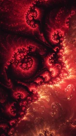 Turbulent crimson fractal field with recursive flame singularities.