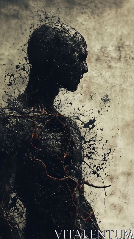 Rooted shadow anatomy peels open like cracked midnight bark