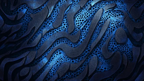 Abstract blue organic pattern with flowing lines and dotted texture.