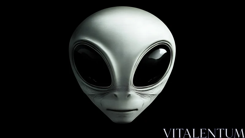 Symmetrical extraterrestrial head rendered with glossy specular highlights