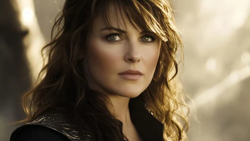 Cinematic shallow‑focus portrait with directional rim lighting.