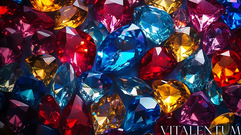 Multicolored faceted gemstones create dense reflective surface
