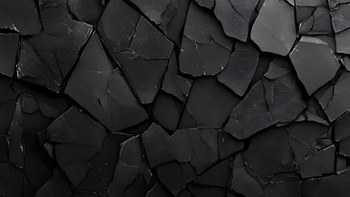 Fractured black slate shards in tight geometric mosaic.