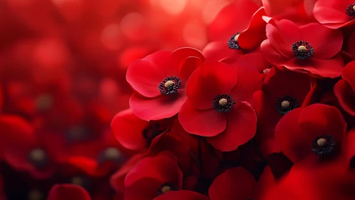 Vivid Red Poppies in Full Bloom Captured Close.