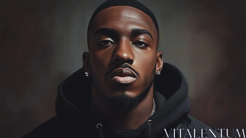 Moody digital portrait of man in dark hooded sweatshirt.