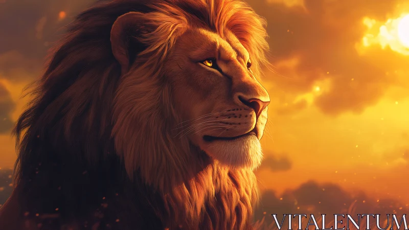 Sunlit leonine profile in high-fidelity digital rendering.