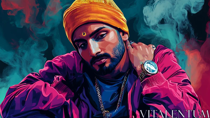 Chill street portrait glowing with bold neon color vibes.