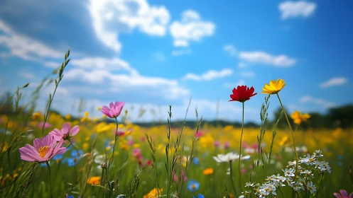Wildflower Meadow in Full Bloom. Vibrant Natural Field.