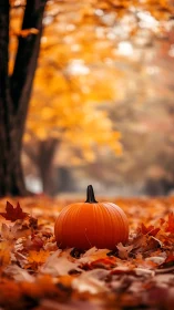 Pumpkin throne in a leaf-lit tunnel of glowing autumn hush.