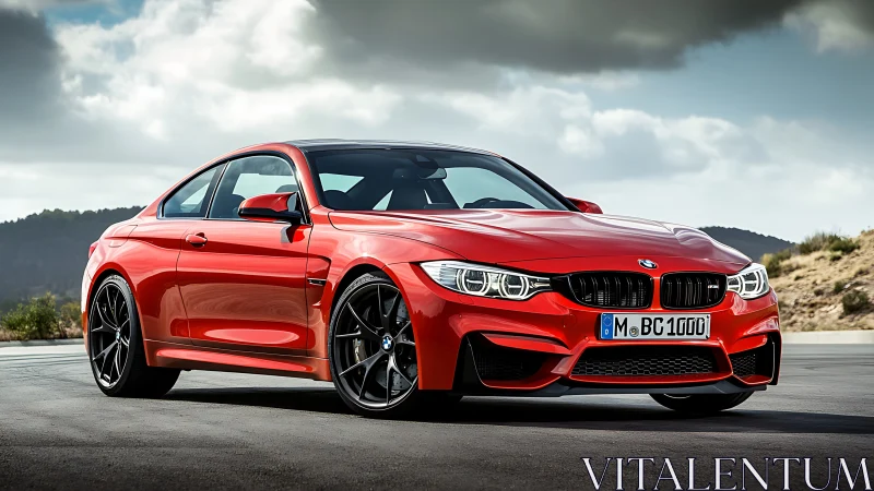 Sleek red sports coupe rests boldly on an open highway