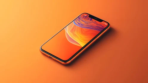Modern smartphone on orange background, minimalist product style.