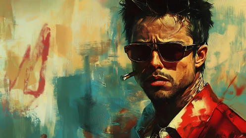 Cool rebel portrait bathed in bold, expressive color tones.