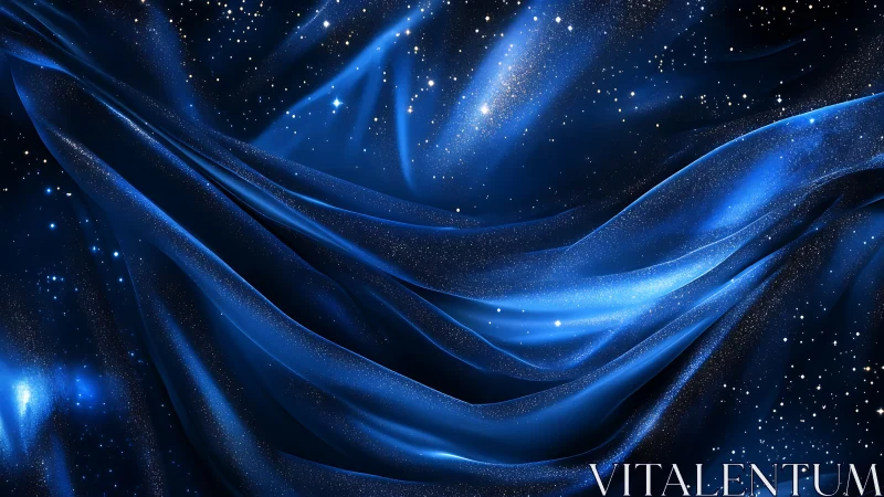 Velvet blue starlit waves drifting across a gentle night sky.