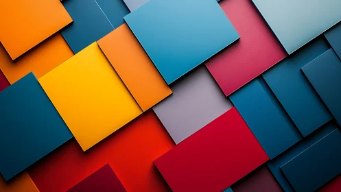Layered geometric color blocks create bold abstract depth.