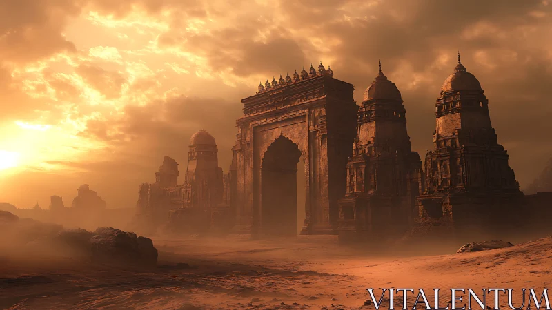 Sun-forged desert gateguarding a forgotten sandstone empire.