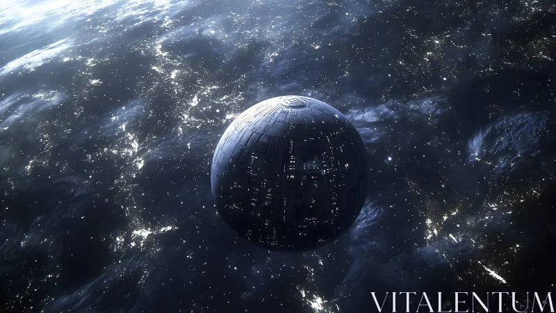 Orbital megasphere drifts alone through glittering star surf