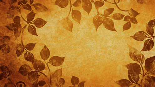Ornate sepia vine border on textured golden canvas background.