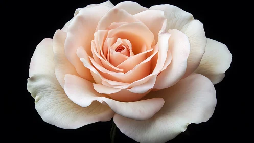 Peach Rose Unfolds: Luminous Layers Against Darkness.