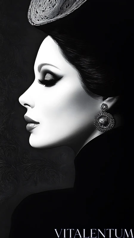 Monochrome queen glides from shadow, carved in silver light