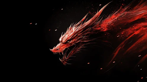 Scarlet comet dragon tears through the void in burning arcs