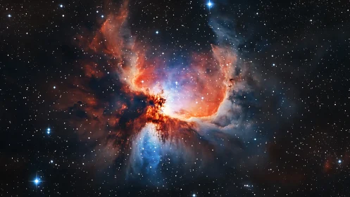 Fiery cosmic nebula blooms with radiant star forming light