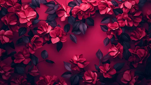 Crimson Roses Against Deep Magenta Background.