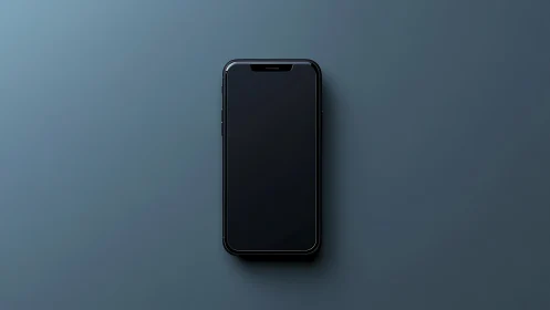 Black Smartphone on Muted Blue Background.