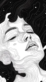 Line-based portrait integrates facial contours with flowing space