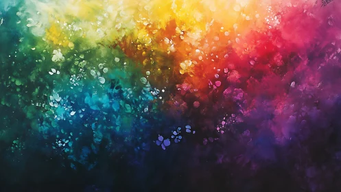 Multispectral abstract gradient with diffuse bokeh-like pigment clouds