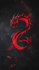 Red tribal dragon emblem on smoky black background.