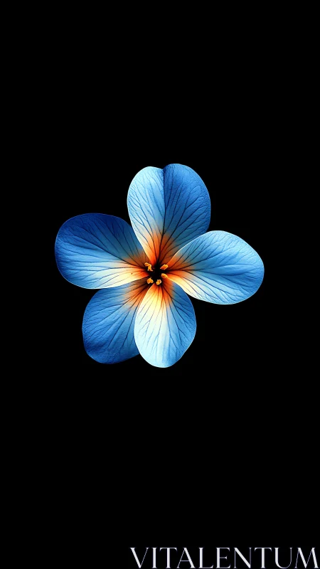 Azure Blossom Radiates Warmth Against Endless Night.