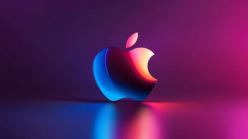 Glowing Apple Silhouette: Neon Dreams in Motion.