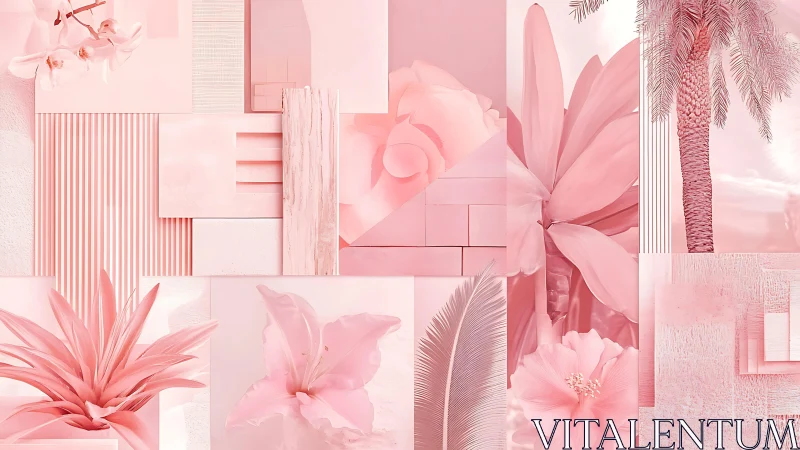 Cotton candy botanicals in geometric blush dreamscape.