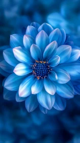 Ethereal Blue Dahlia Bloom in Soft Focus Environment